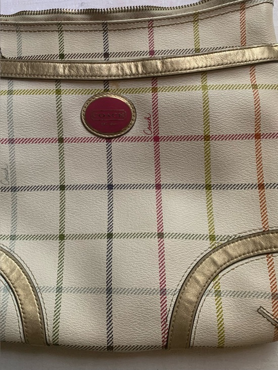 Coach Handbags - Coach Peyton Tattersall coated canvas slim bag